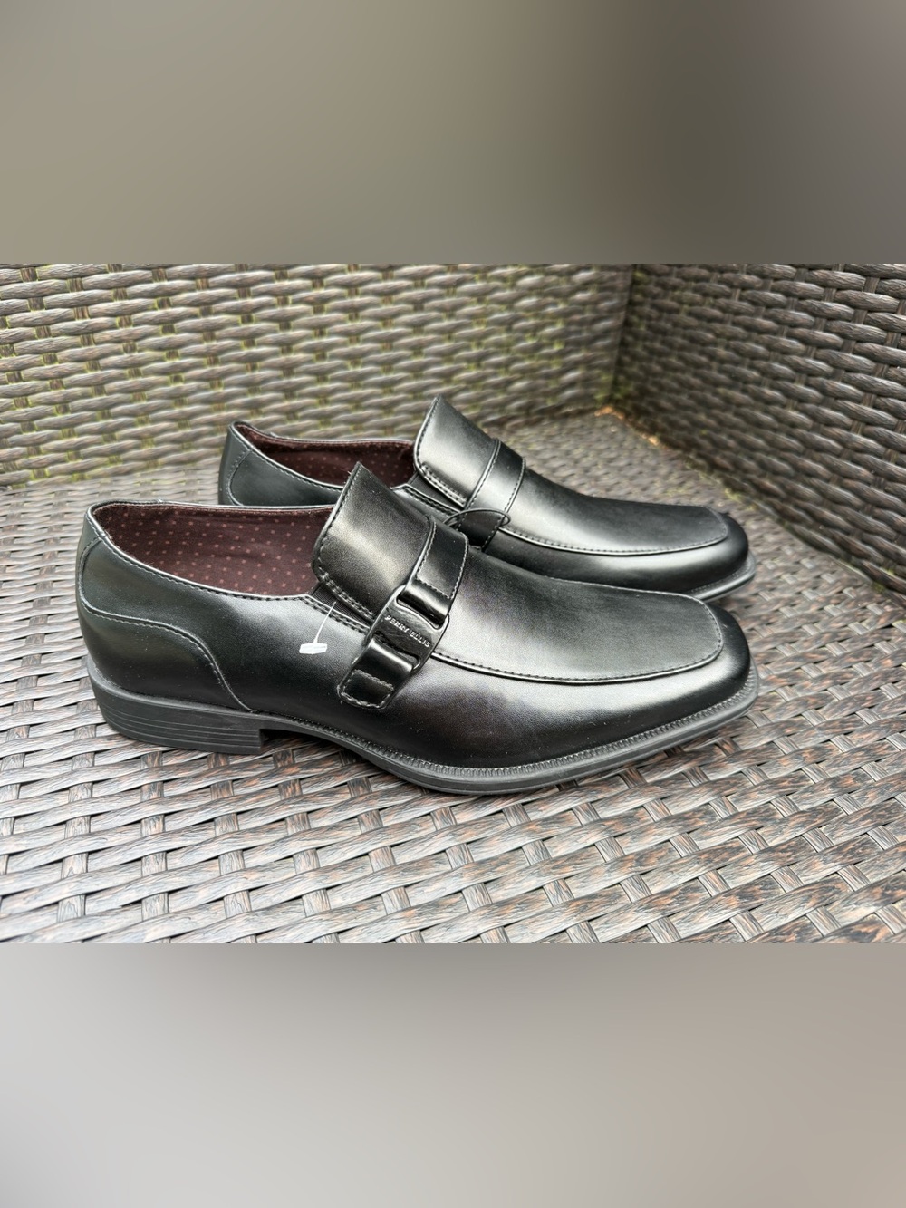 Perry Ellis Portfolio Ultrafoam Men's Black Leather Monk Strap Dress Shoes 9.5